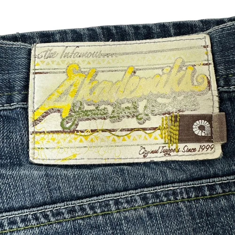 AKADEMIKS Vintage Jean Shorts Embroidered Skater Hip Hop Jorts‎ Baggy Sz 40